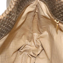 BOTTEGA VENETA Shoulder Bag Canvas Leather Brown Gold Auth 93373-17