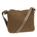 BOTTEGA VENETA Shoulder Bag Canvas Leather Brown Gold Auth 93373-1