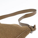 BOTTEGA VENETA Shoulder Bag Canvas Leather Brown Gold Auth 93373-7