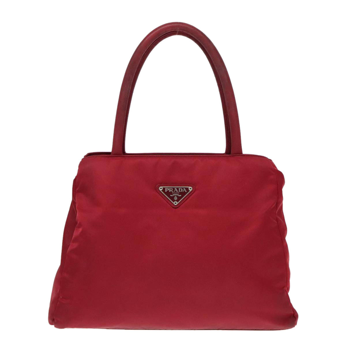 PRADA Hand Bag Nylon Red Silver Auth 93374