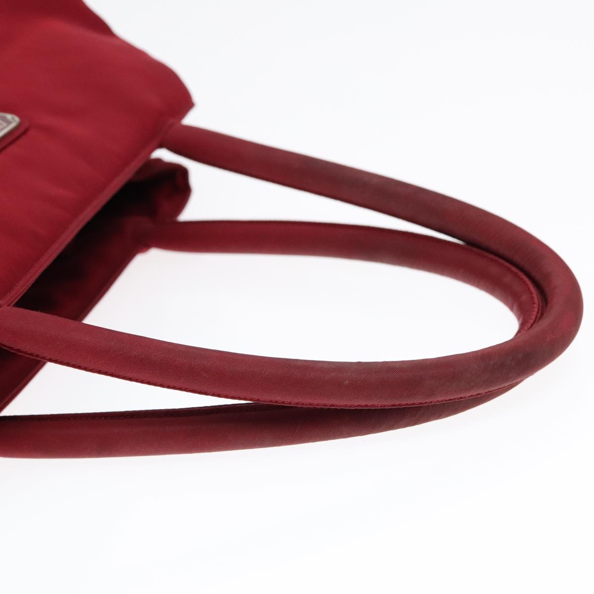 PRADA Hand Bag Nylon Red Silver Auth 93374