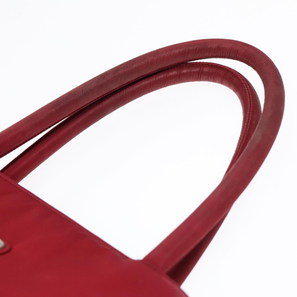 PRADA Hand Bag Nylon Red Silver Auth 93374