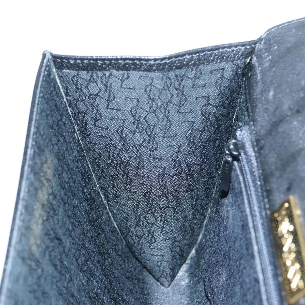 SAINT LAURENT Clutch Bag Leather Black Gold Auth 93386