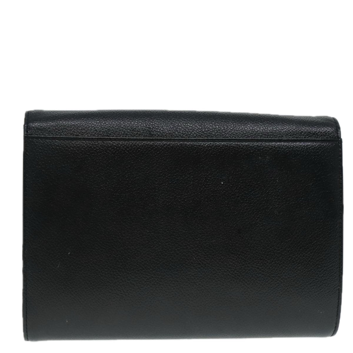 SAINT LAURENT Clutch Bag Leather Black Gold Auth 93386