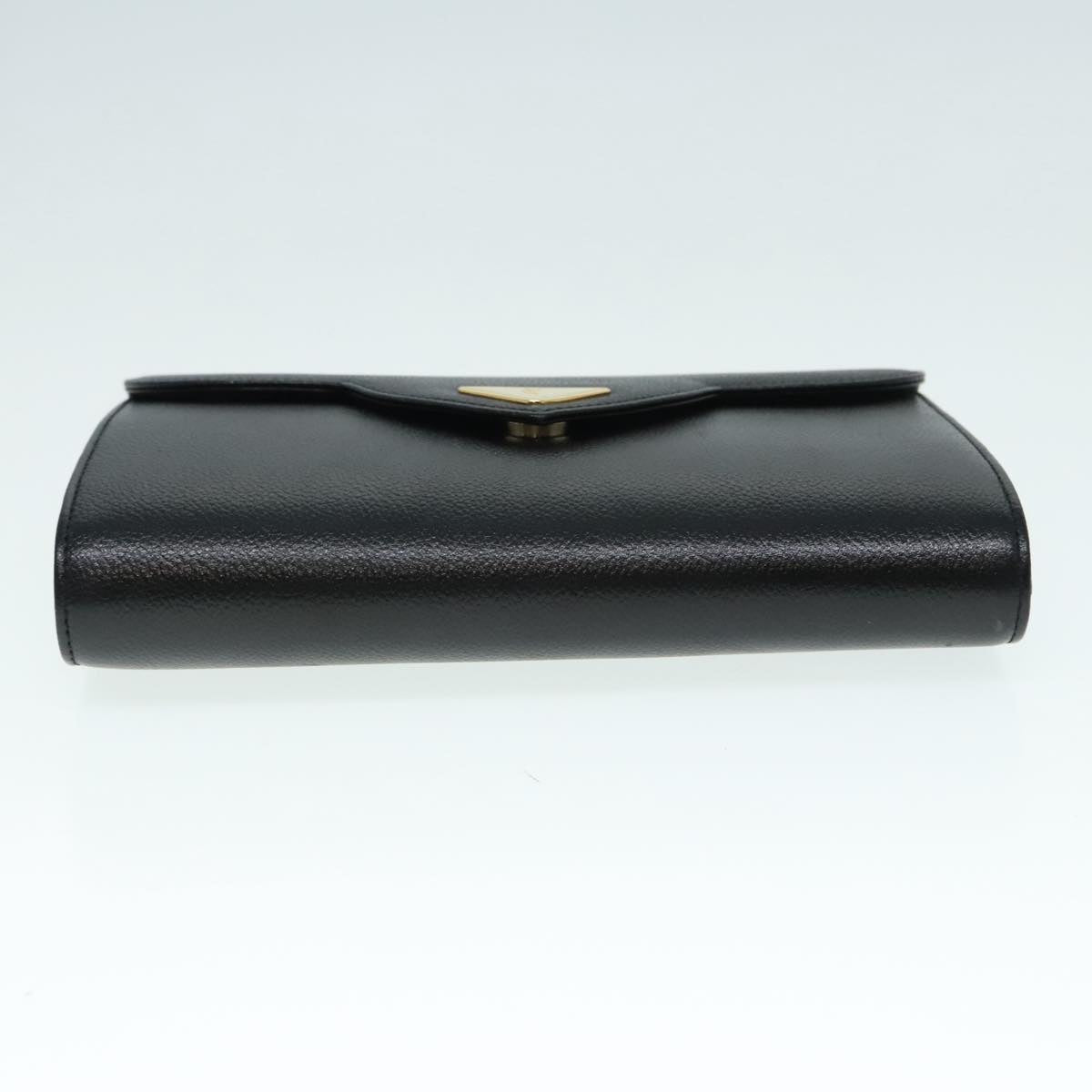 SAINT LAURENT Clutch Bag Leather Black Gold Auth 93386