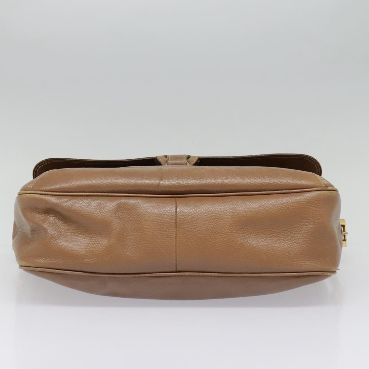 LOEWE Anagram Shoulder Bag Leather Brown Gold Auth 93390