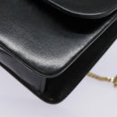 Christian Dior Chain Shoulder Bag Leather Black Gold Auth 93401-16