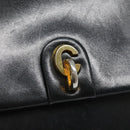 Christian Dior Chain Shoulder Bag Leather Black Gold Auth 93401-8