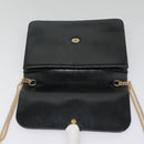 Christian Dior Chain Shoulder Bag Leather Black Gold Auth 93401-9
