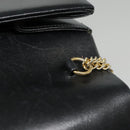Christian Dior Chain Shoulder Bag Leather Black Gold Auth 93401-10