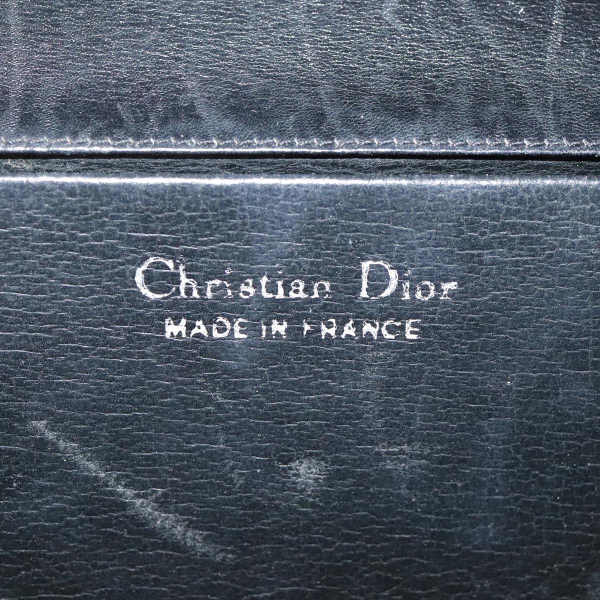 Christian Dior Chain Shoulder Bag Leather Black Gold Auth 93401