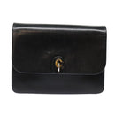 Christian Dior Chain Shoulder Bag Leather Black Gold Auth 93401-13