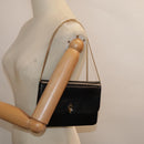 Christian Dior Chain Shoulder Bag Leather Black Gold Auth 93401-22