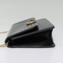 Christian Dior Chain Shoulder Bag Leather Black Gold Auth 93401-3