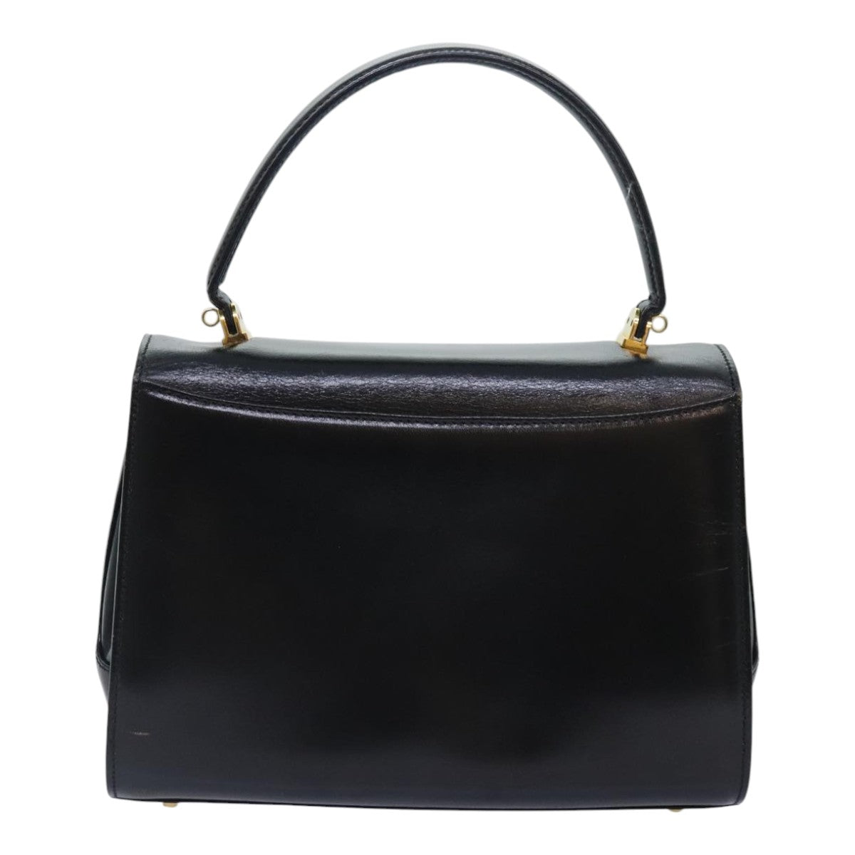 BALLY Hand Bag Leather Black Gold Auth 93404 - 0