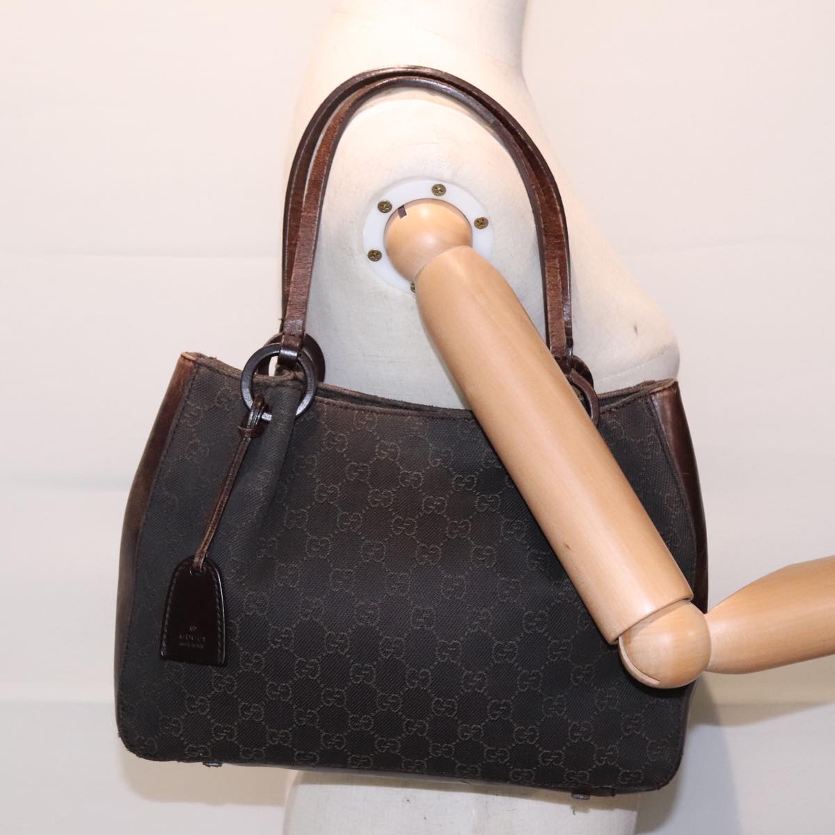 GUCCI GG Canvas Tote Bag Brown Gold 101919 Auth 93425