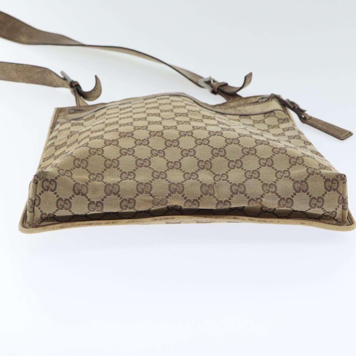 GUCCI GG Canvas Shoulder Bag Beige Silver 001165 Auth 93426