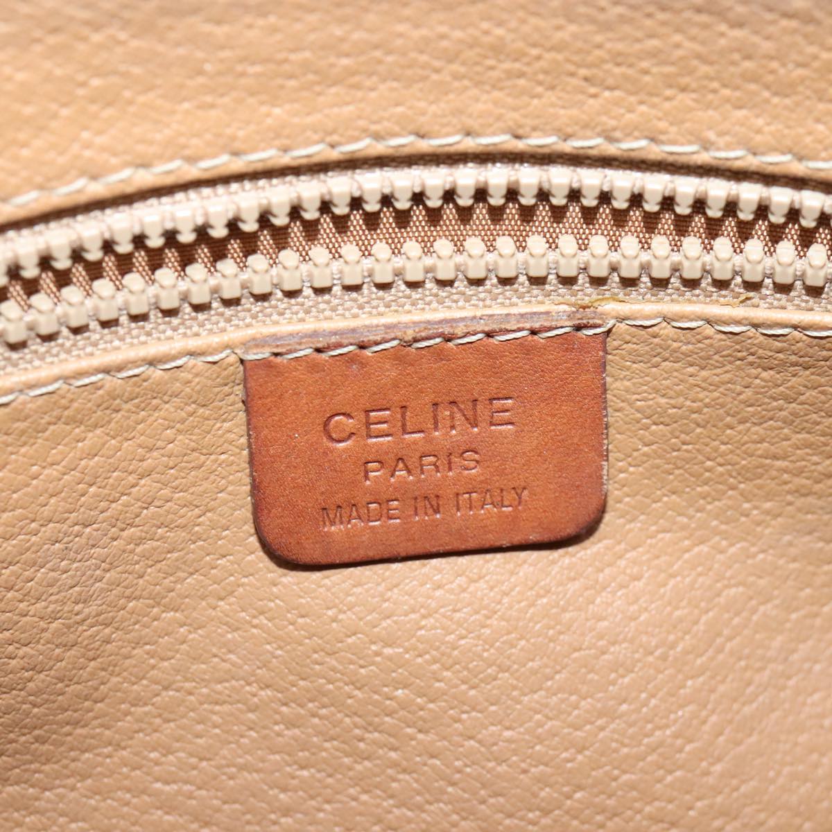 CELINE Macadam Canvas Hand Bag PVC Leather Brown Gold Auth 93427