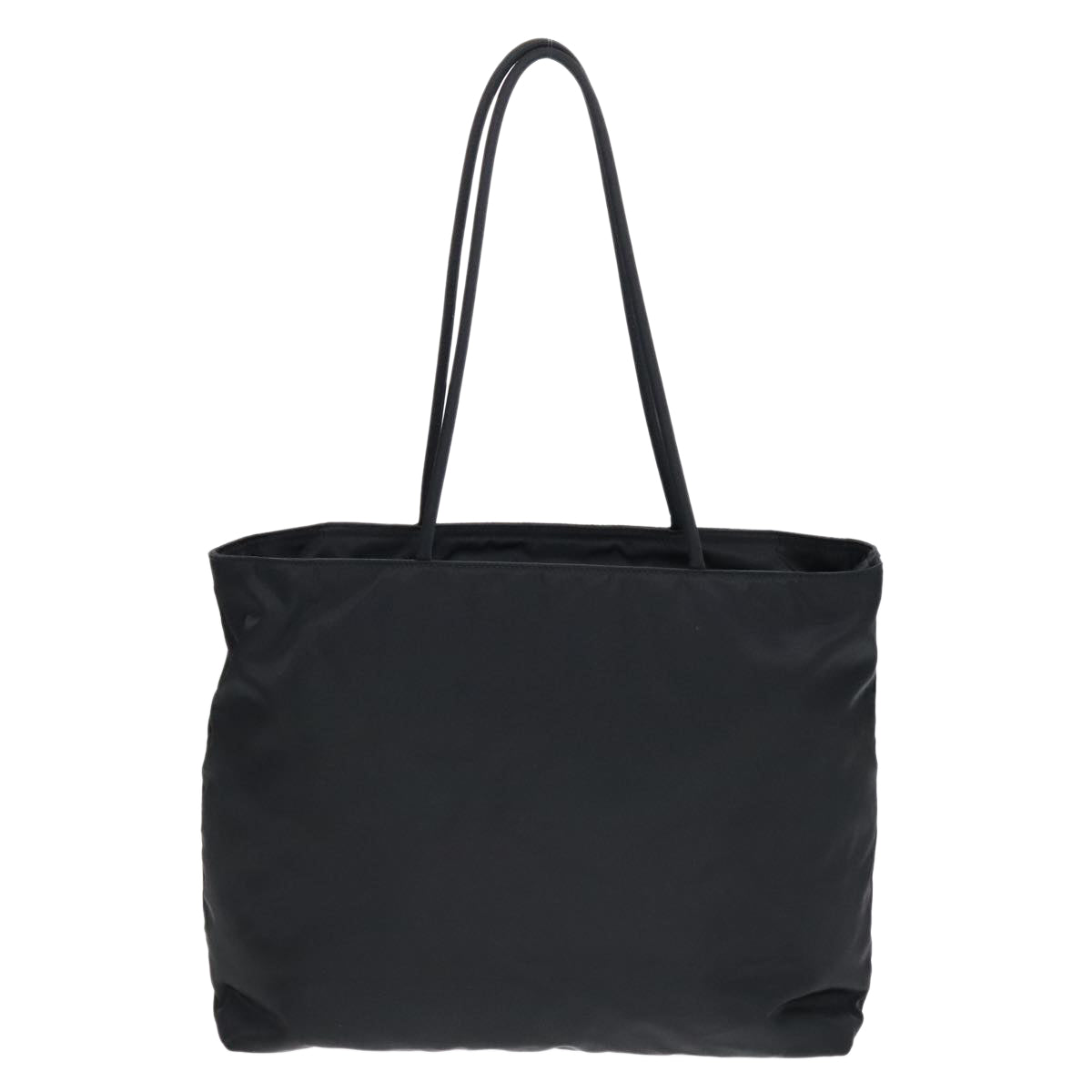 PRADA Tote Bag Nylon Black Silver Auth 93447