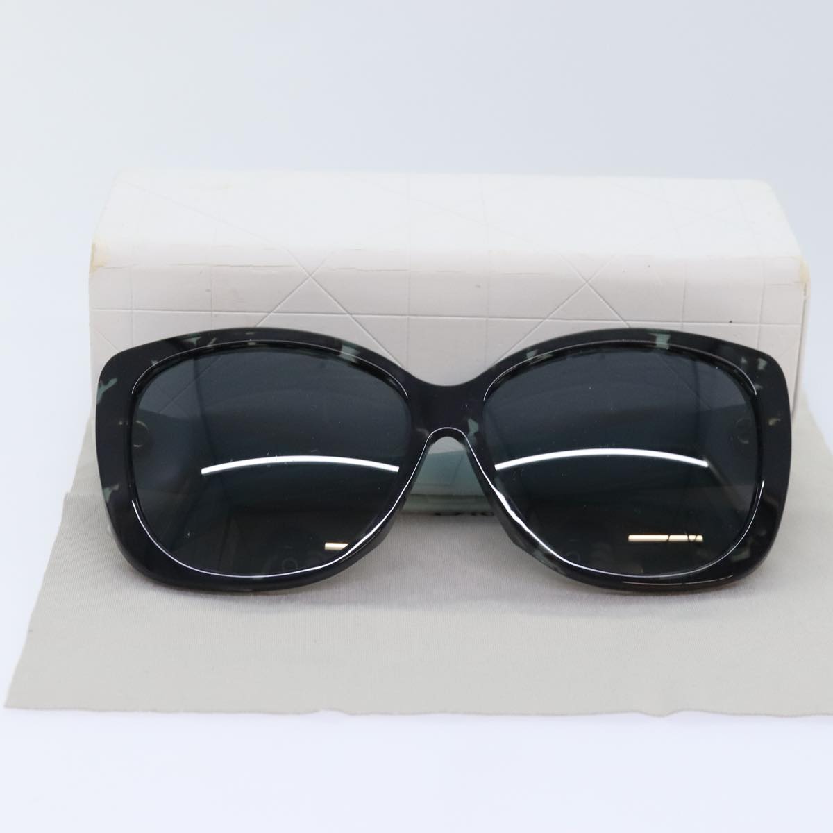 Christian Dior Sunglasses plastic Black White Light blue Auth 93455