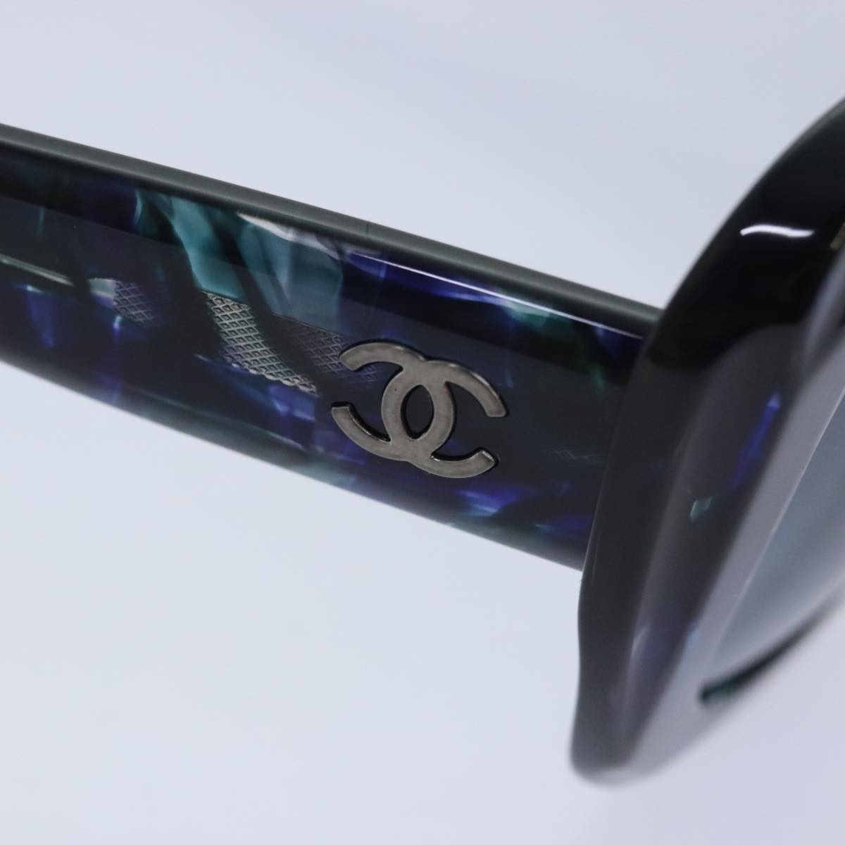 CHANEL Sunglasses plastic Navy Blue CC Auth 93459