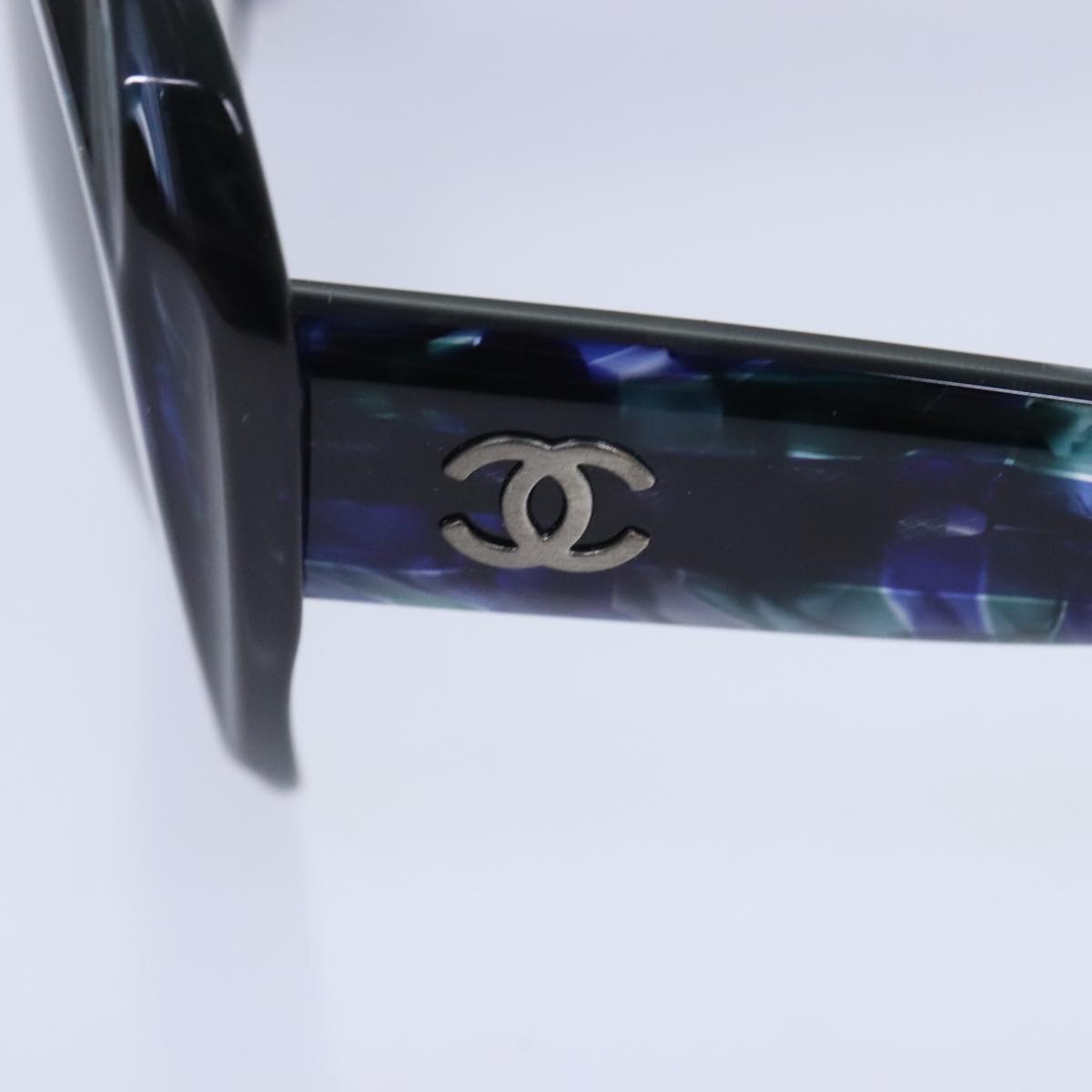 CHANEL Sunglasses plastic Navy Blue CC Auth 93459