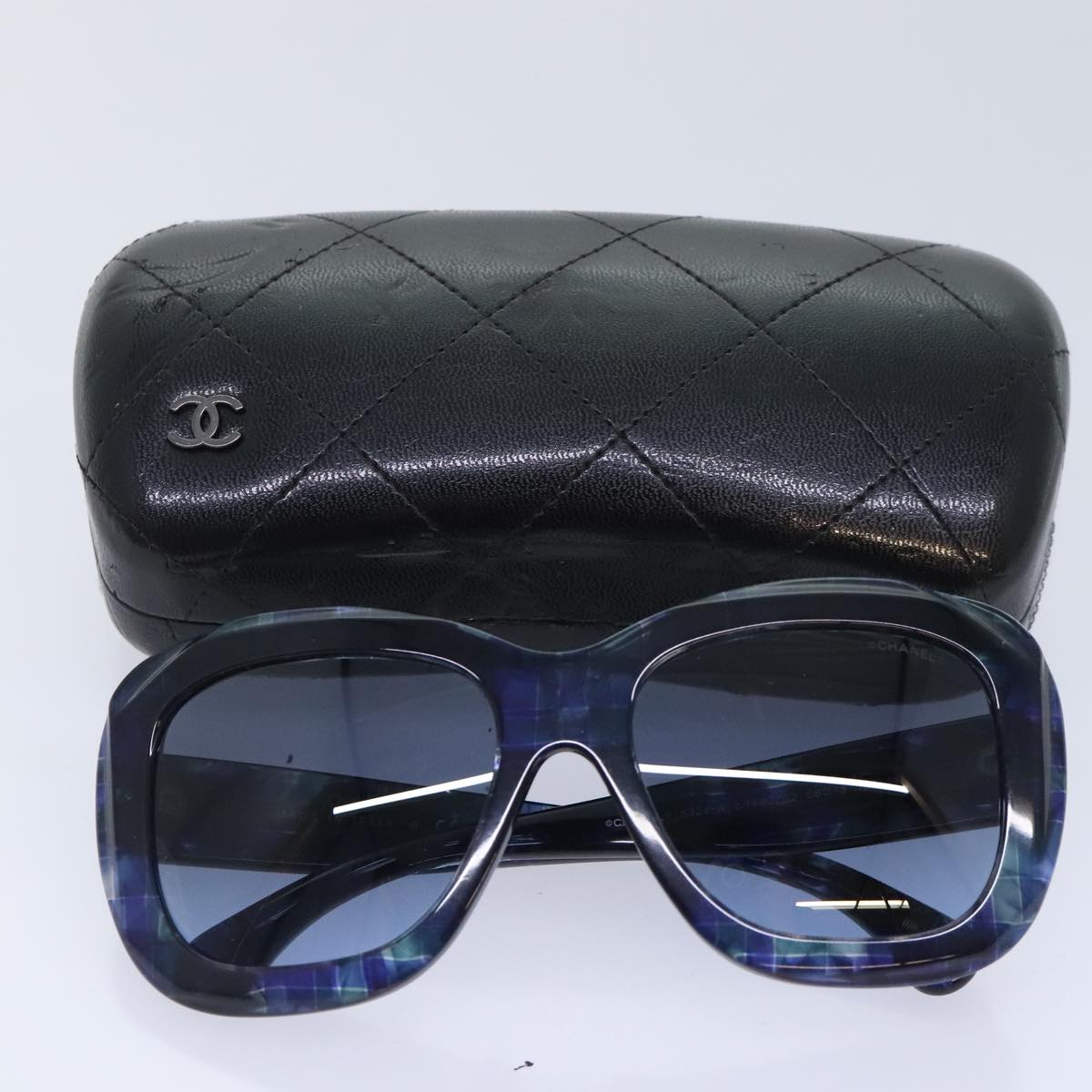 CHANEL Sunglasses plastic Navy Blue CC Auth 93459