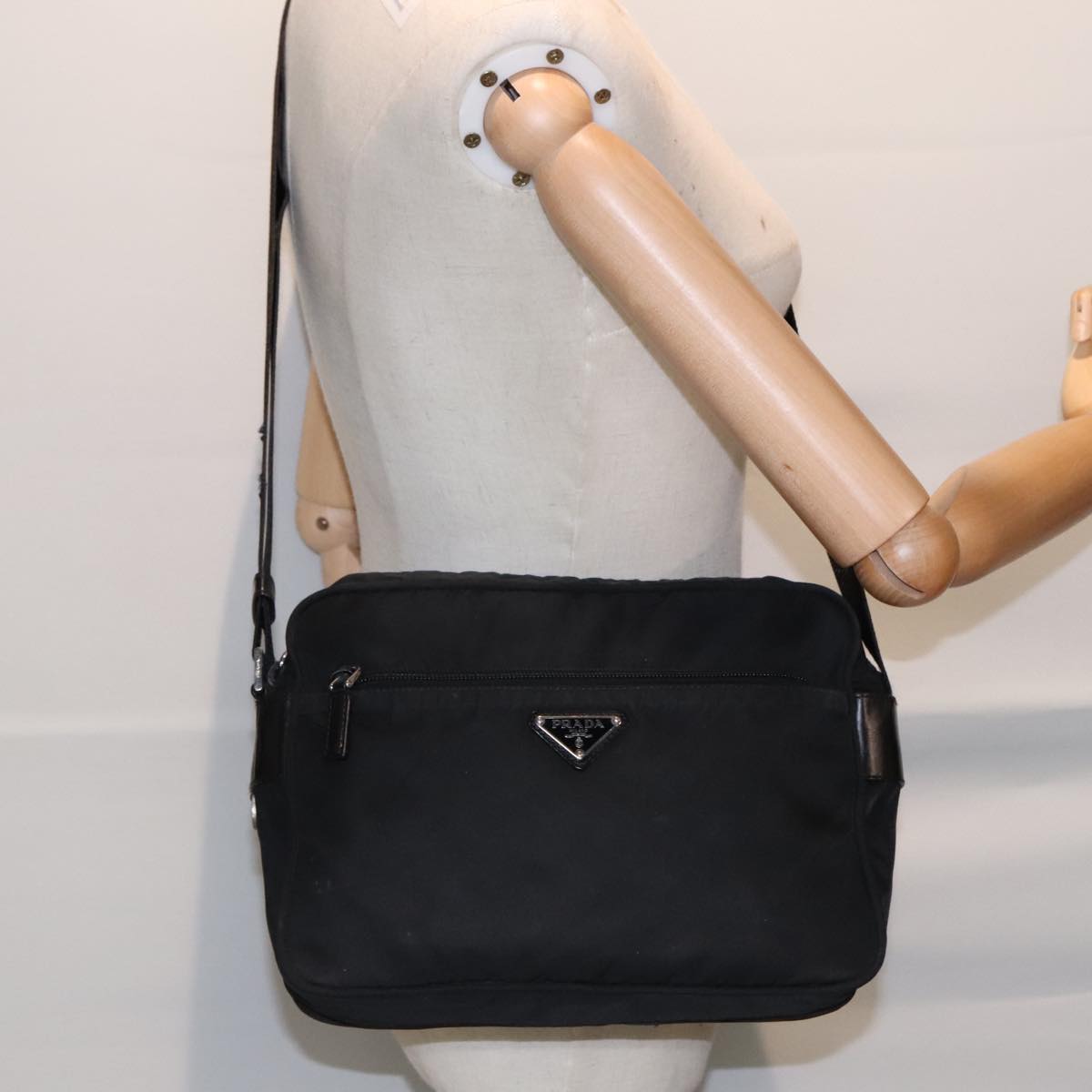 PRADA Shoulder Bag Nylon Black Auth 93475