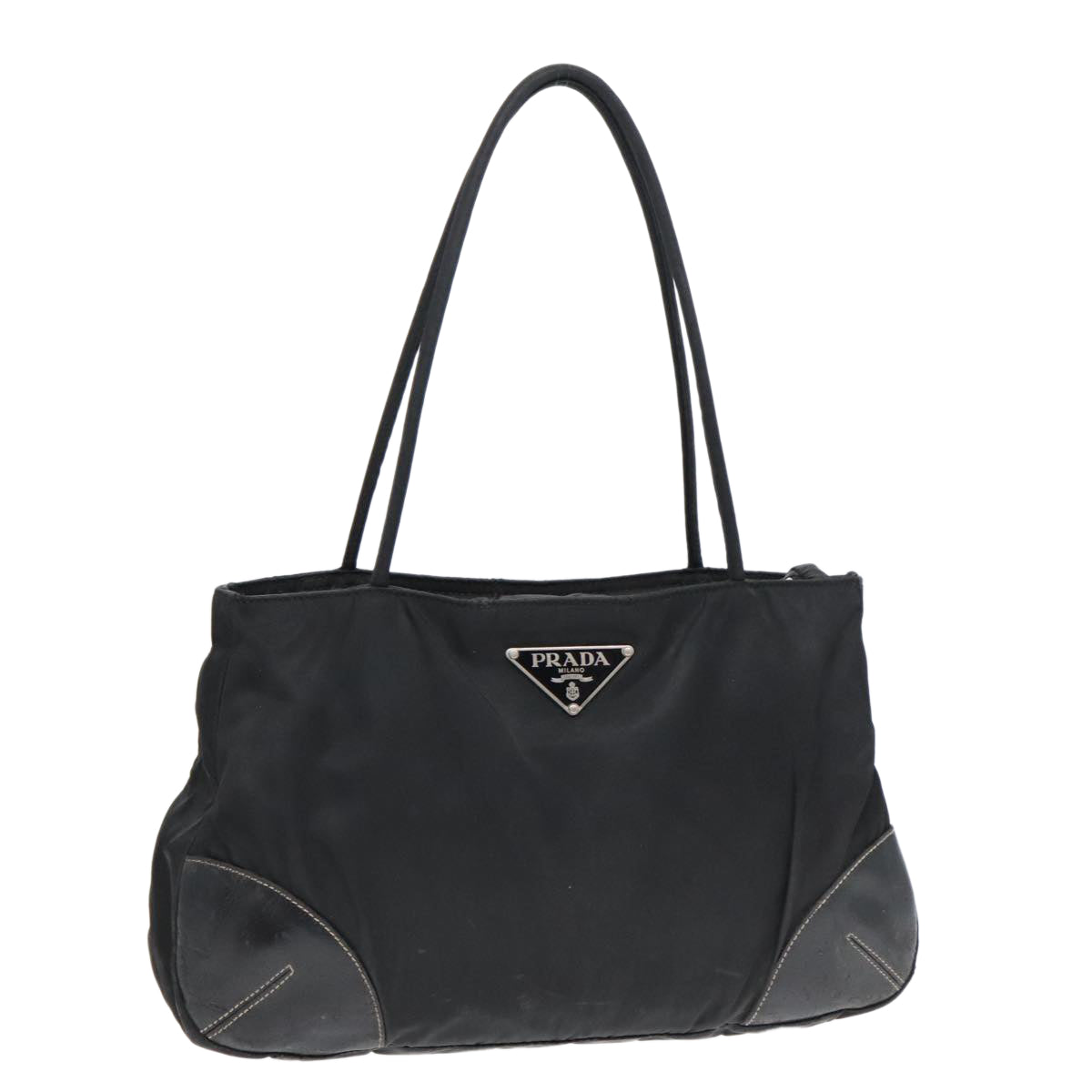 PRADA Hand Bag Nylon Black Auth 93476