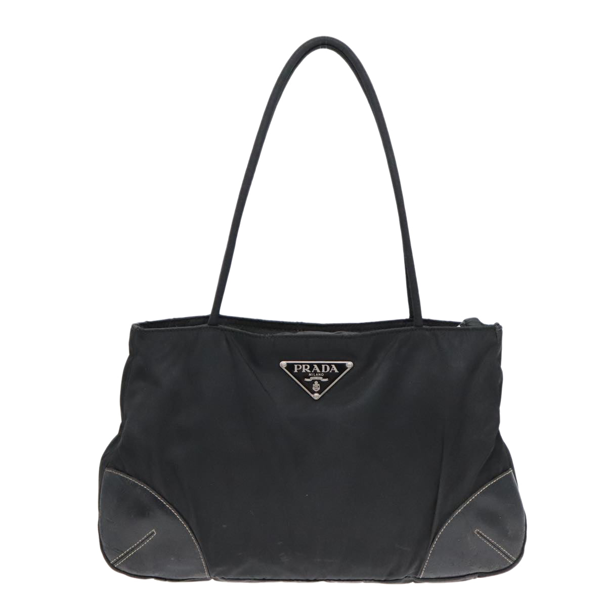 PRADA Hand Bag Nylon Black Auth 93476