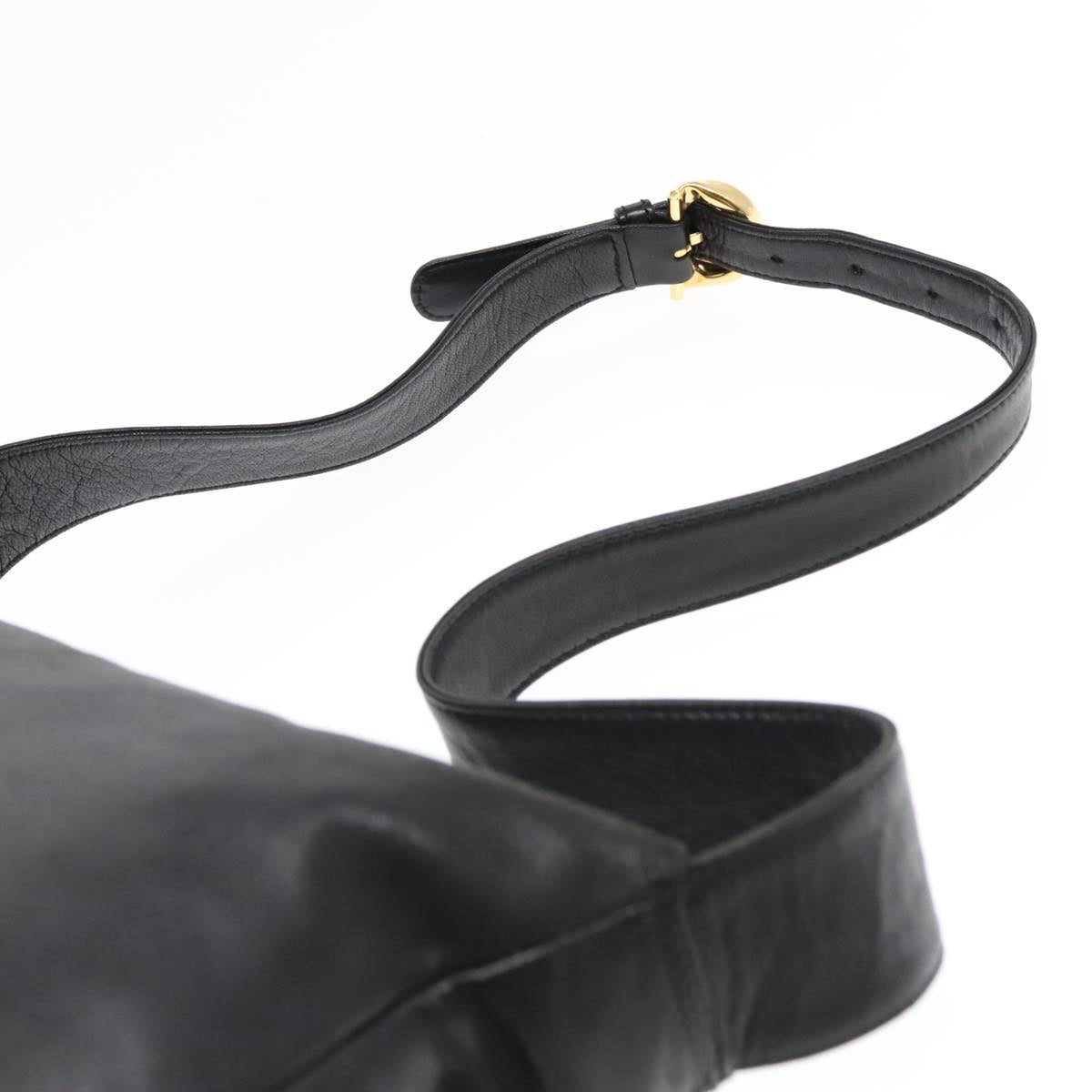 LOEWE Anagram Shoulder Bag Leather Black Auth 93483