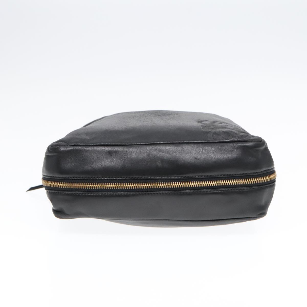 LOEWE Anagram Shoulder Bag Leather Black Auth 93483