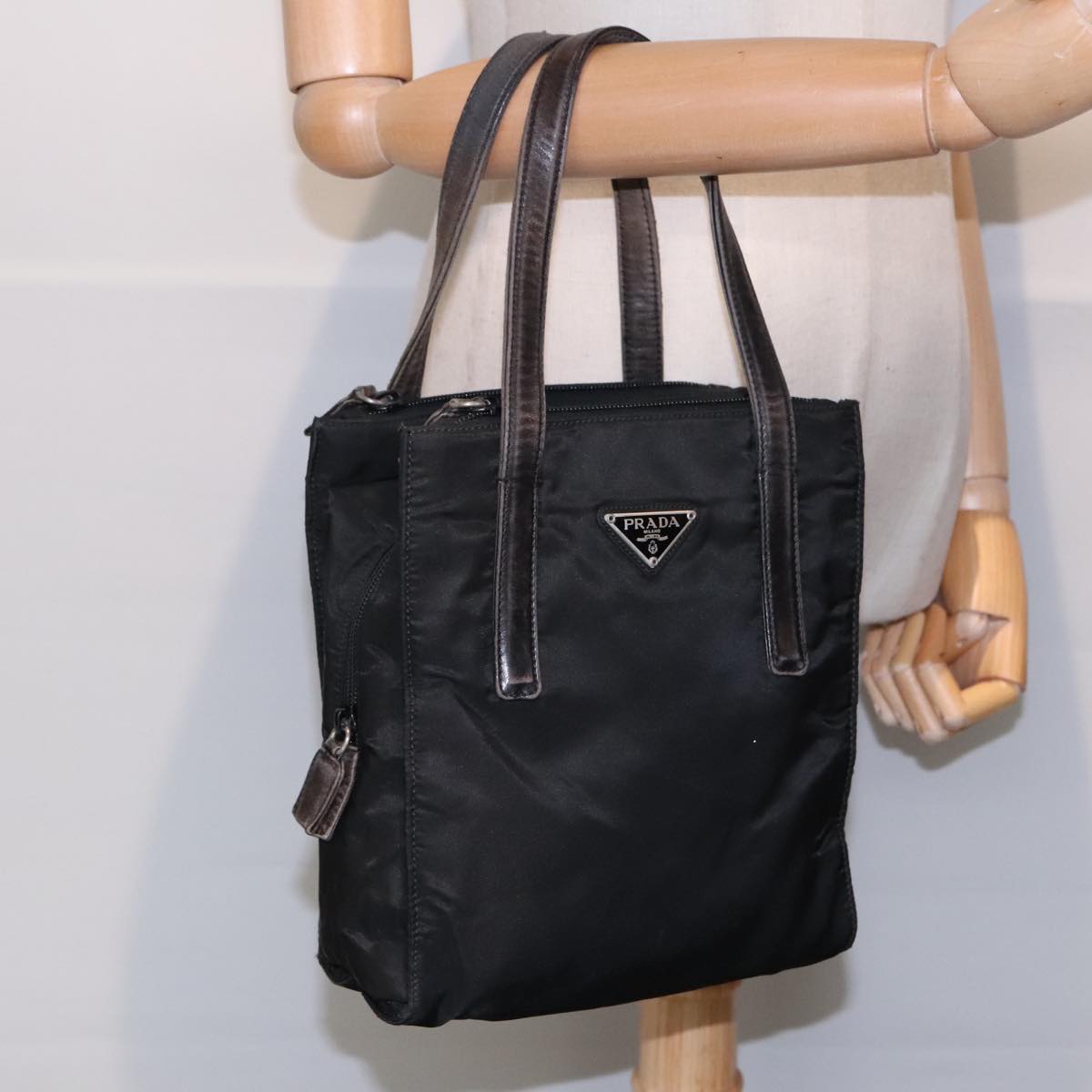 PRADA Hand Bag Nylon Black Auth 93485