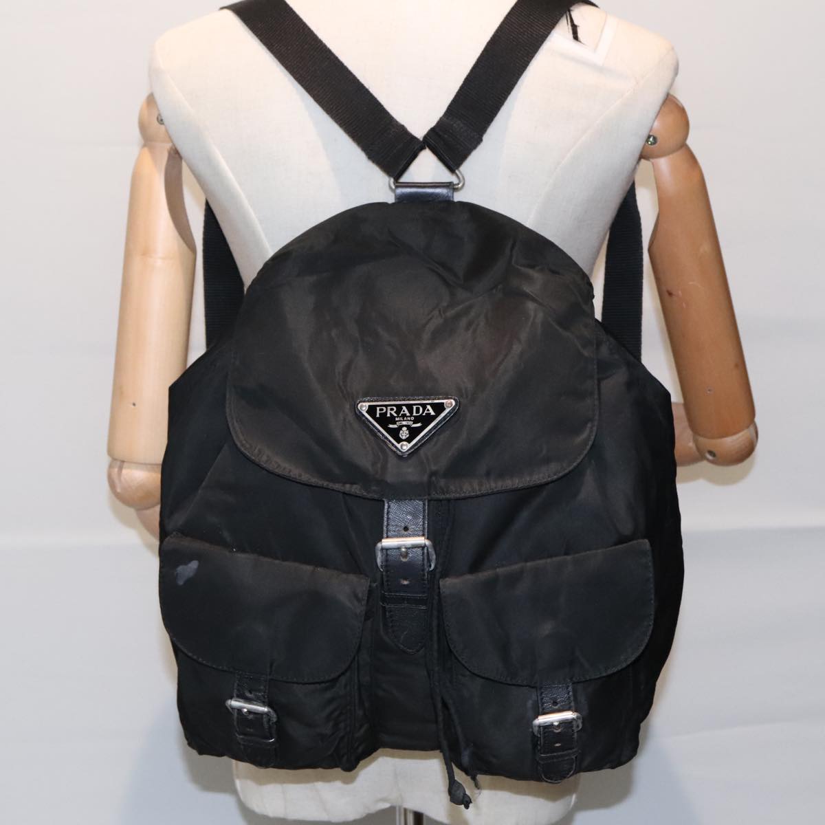 PRADA Backpack Nylon Black Auth 93486