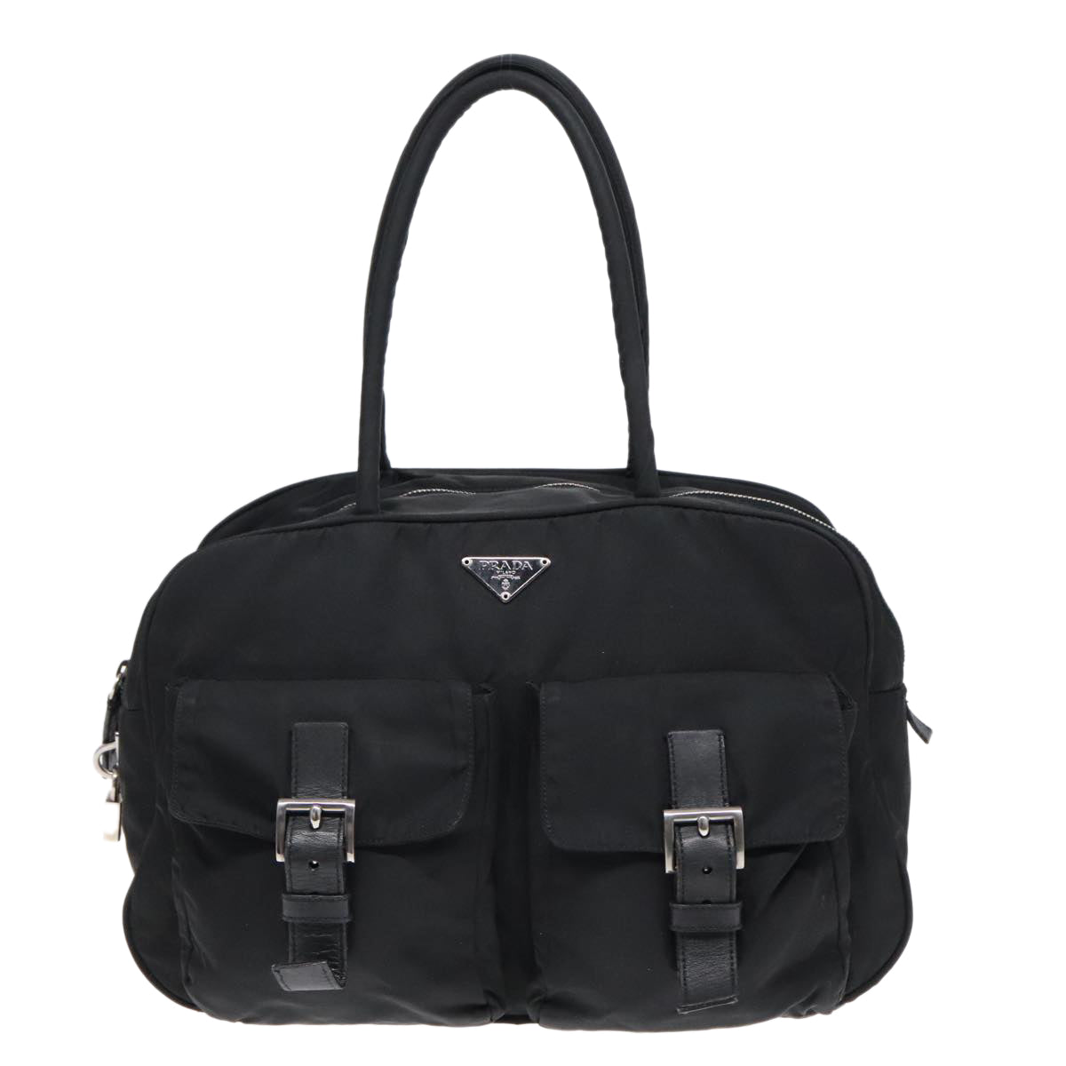 PRADA Hand Bag Nylon Black Auth 93487