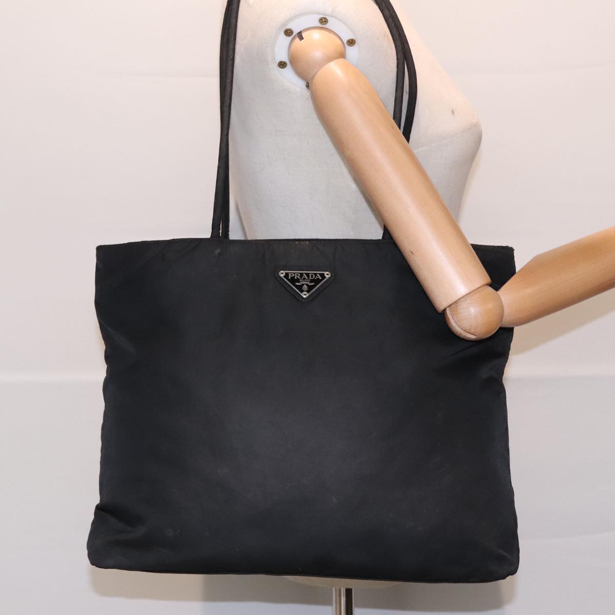 PRADA Tote Bag Nylon Black Auth 93488