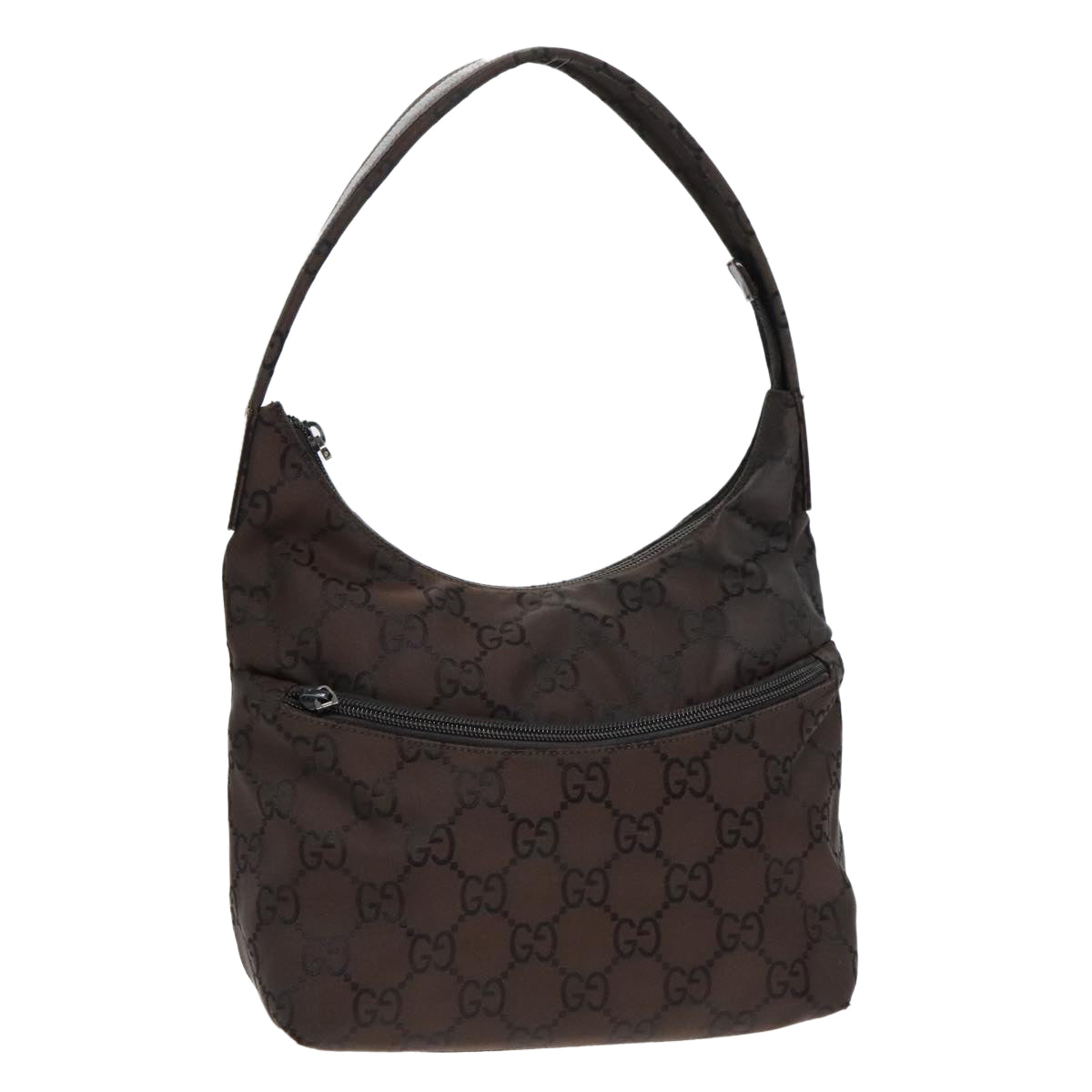 GUCCI GG Canvas Shoulder Bag Brown Silver 001 3386 Auth 93492