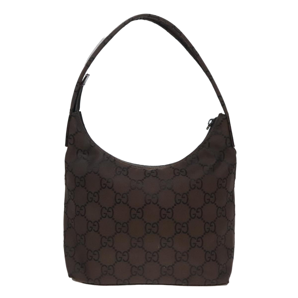 GUCCI GG Canvas Shoulder Bag Brown Silver 001 3386 Auth 93492