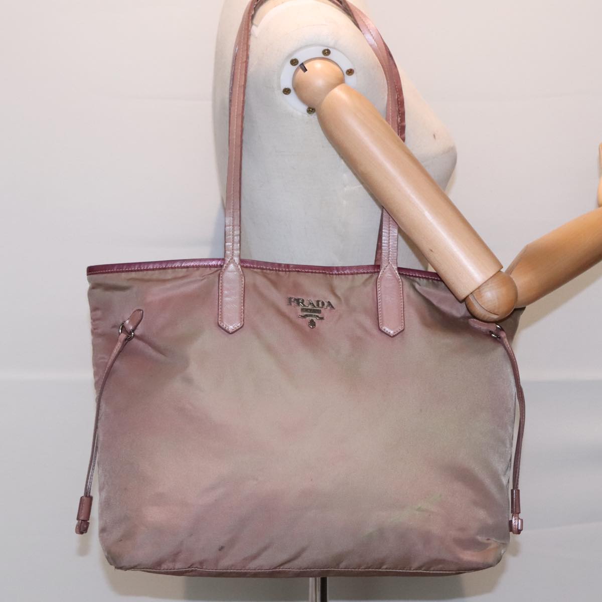 PRADA Tote Bag Nylon Pink Auth 93504