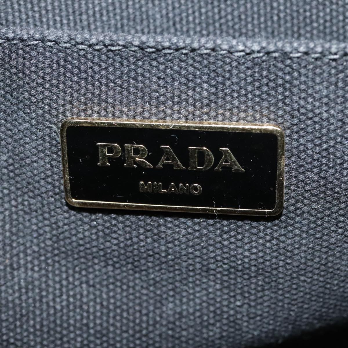 PRADA Canapa PM Hand Bag Canvas Black Gold Auth 93506