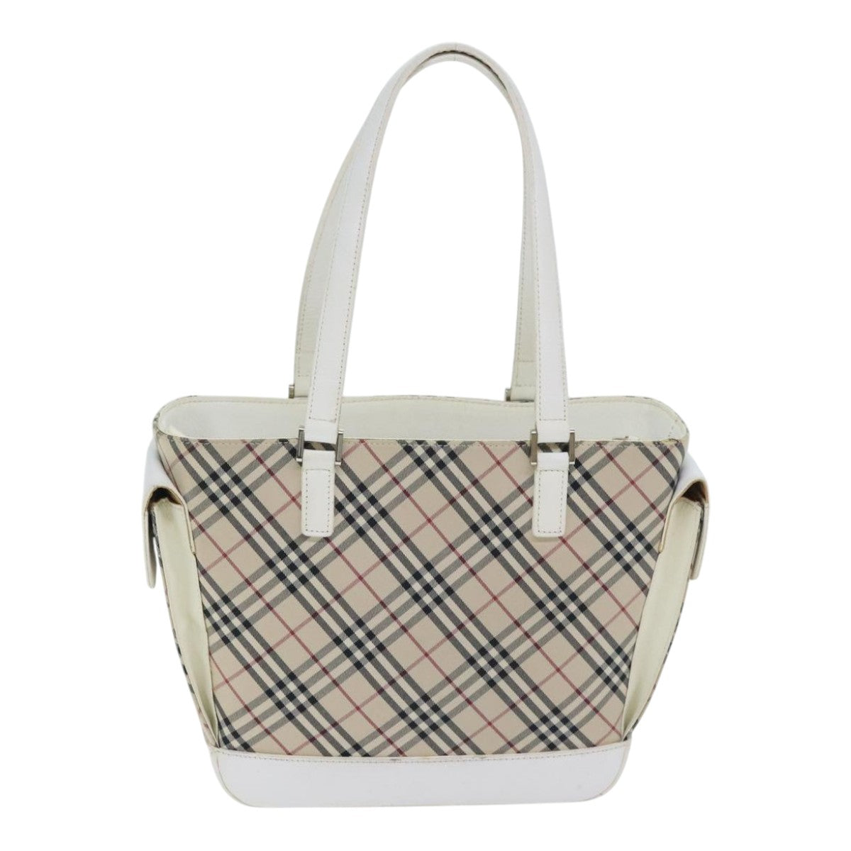 BURBERRY Nova Check Tote Bag Canvas Beige Silver Auth 93524 - 0