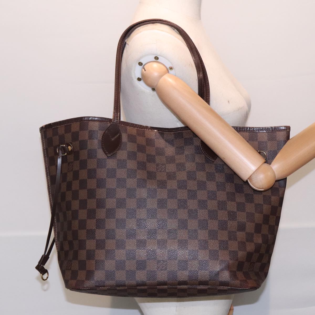 LOUIS VUITTON Damier Ebene Neverfull MM Tote Bag N51105 LV Auth 93531