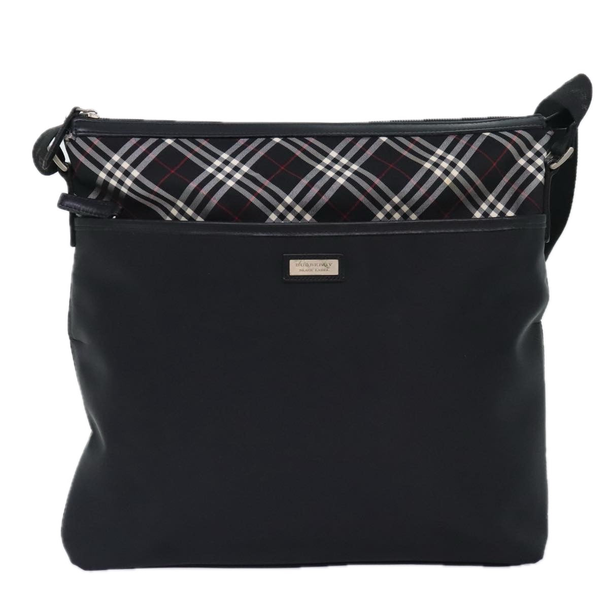 BURBERRY Nova Check Black label Shoulder Bag Nylon Black Auth 93533 - 0