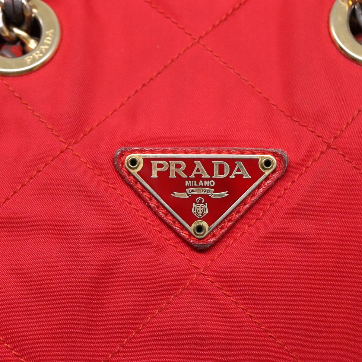 PRADA Quilted Chain Shoulder Bag Nylon Red Auth 93537