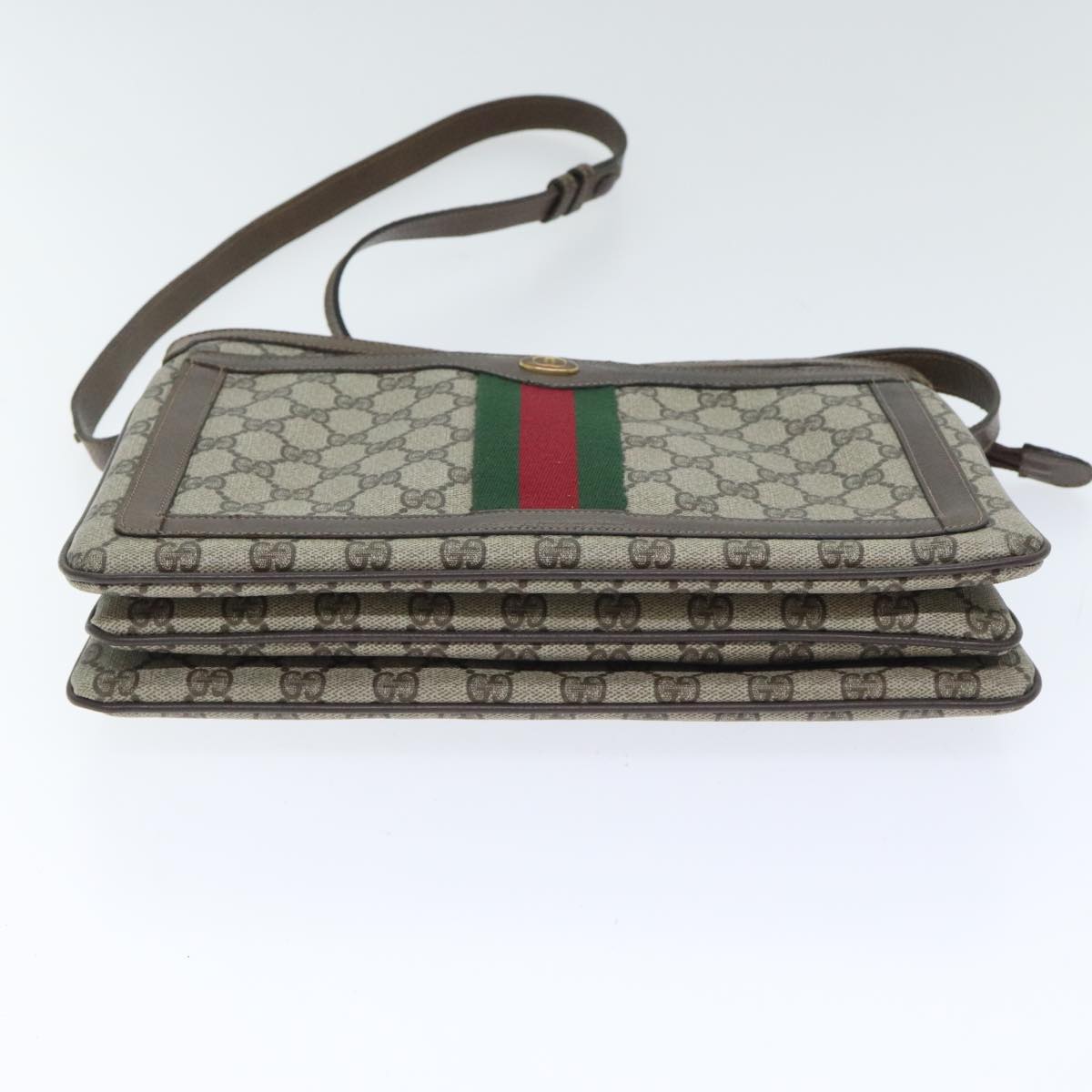 GUCCI GG Supreme Web Sherry Line Shoulder Bag PVC Beige 41 001 4085 Auth 93543