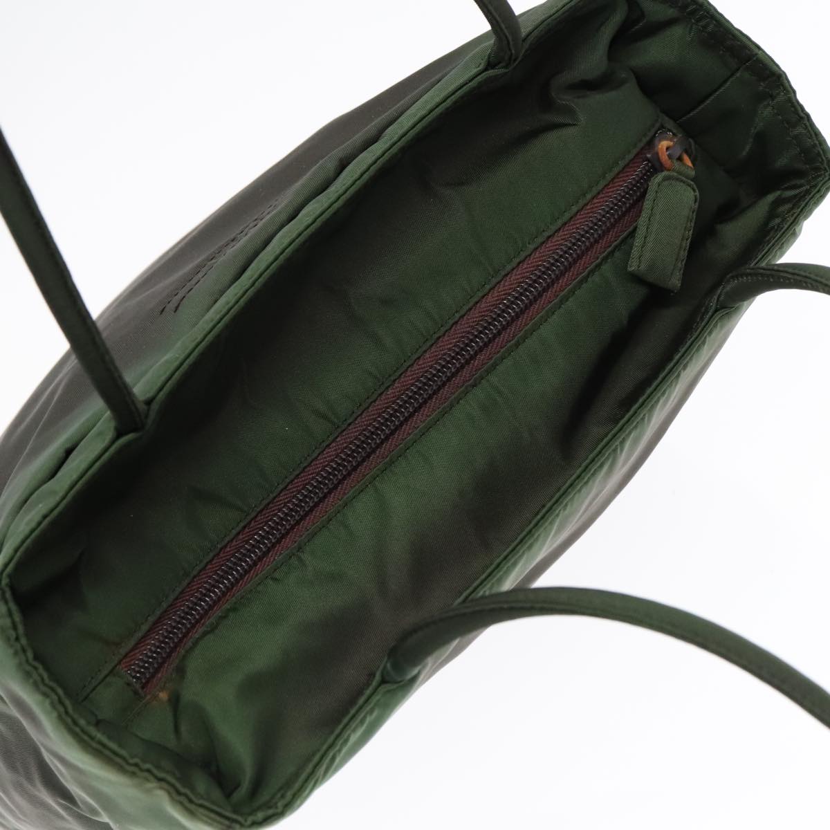 PRADA Hand Bag Nylon Green Auth 93548