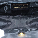 Salvatore Ferragamo Gancini Hand Bag Suede 2way Black Gold Auth 93549-10