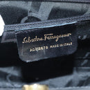 Salvatore Ferragamo Gancini Hand Bag Suede 2way Black Gold Auth 93549-11