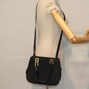 Salvatore Ferragamo Gancini Hand Bag Suede 2way Black Gold Auth 93549-20