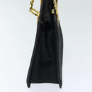 Salvatore Ferragamo Gancini Hand Bag Suede 2way Black Gold Auth 93549-3